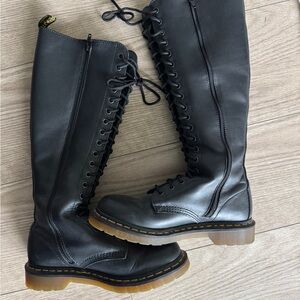 Dr Marten’s Black Knee-High Lace-Up Boots